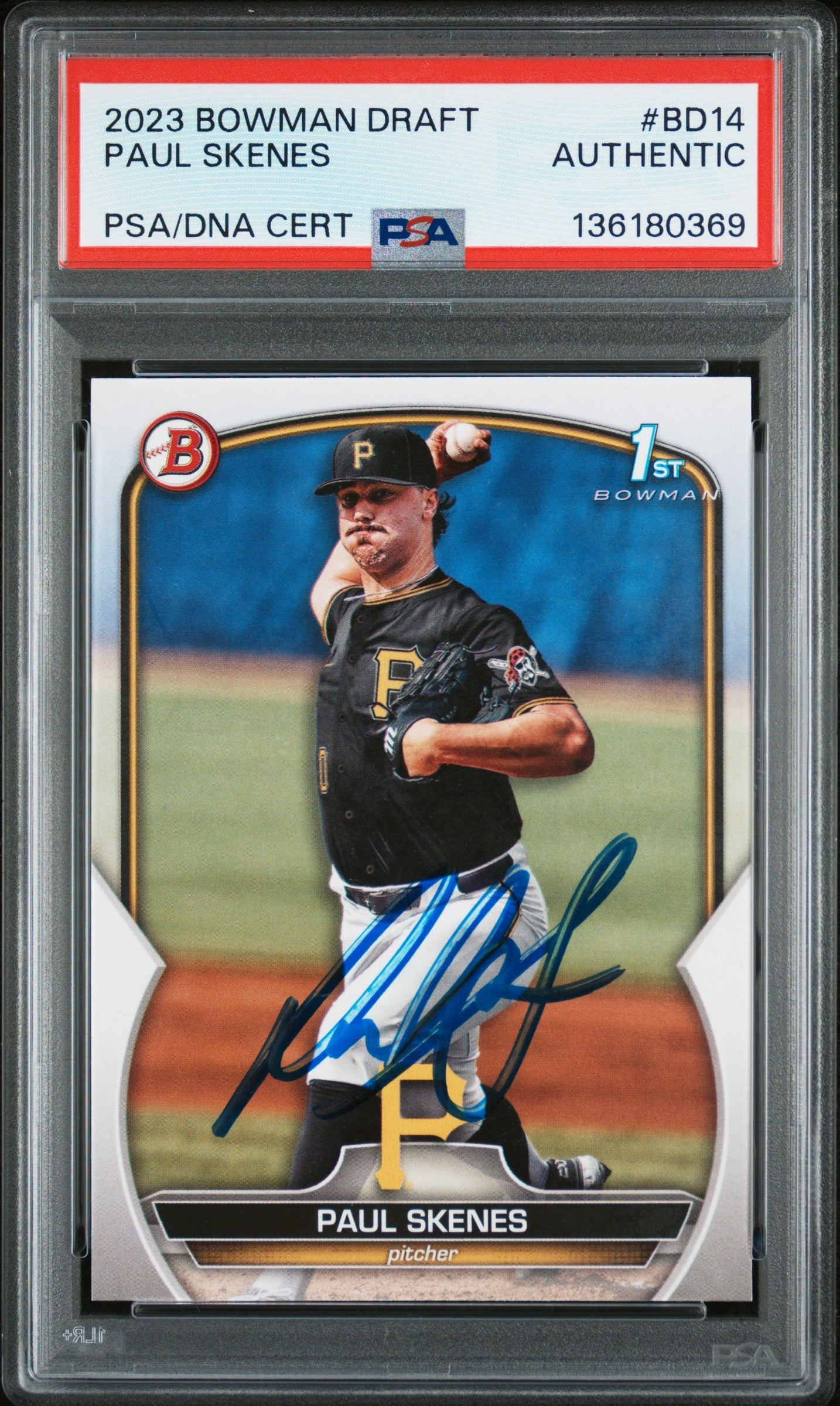 Graded 2023 Topps Bowman Draft Paul Skenes #BD14 Rookie RC Baseball Card PSA Authentic Auto