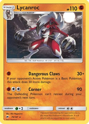 Lycanroc 075/147 - SM  Burning Shadows Holofoil