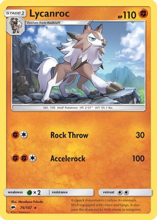 Lycanroc 076/147 - SM  Burning Shadows Reverse Holofoil