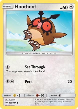 Hoothoot 106/147 - SM  Burning Shadows Reverse Holofoil
