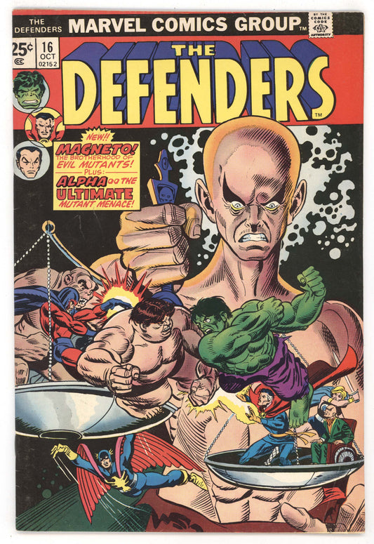 Defenders 16 Marvel 1974 VG FN Gil Kane Hulk Dr Strange Namor Magneto