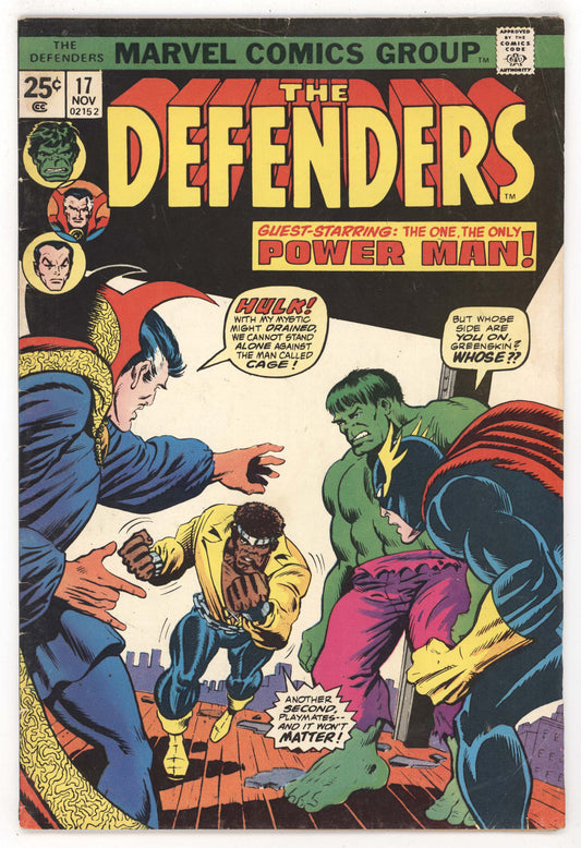 Defenders 17 Marvel 1974 VG Sal Buscama Luke Cage Hulk Dr Strange Nighthawk