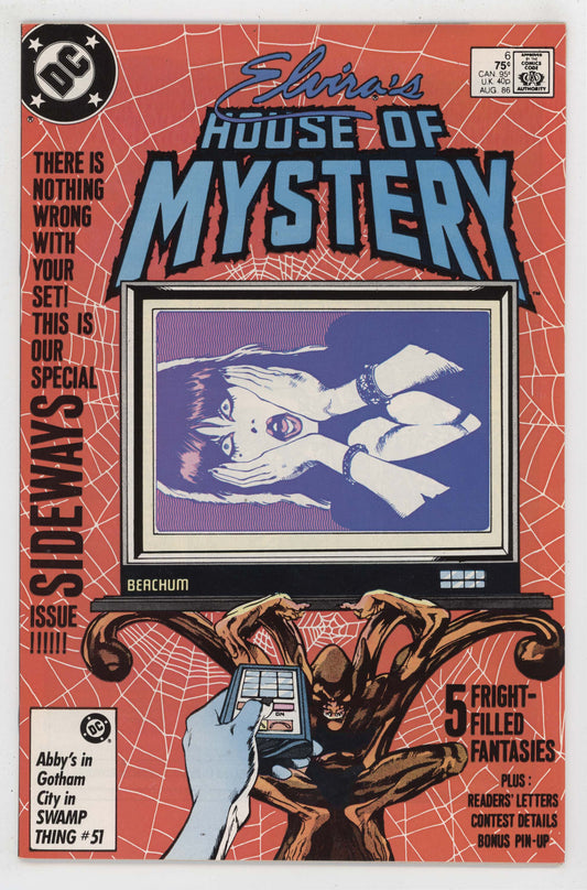 Elvira's House Of Mystery 6 DC 1986 NM Mark Beachum Sideways TV GGA