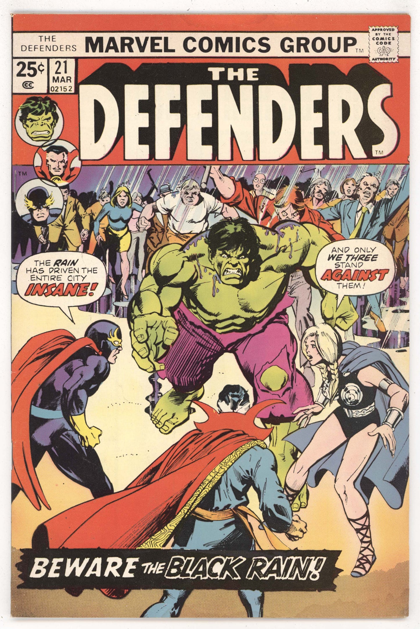 Defenders 21 Marvel 1975 VG Gil Kane Hulk Dr Strange Valkyrie Nighthawk