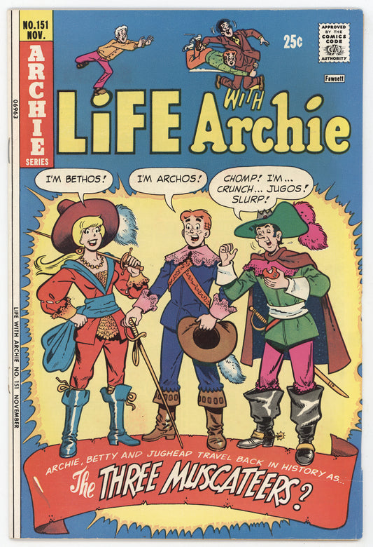 Life With Archie 151 Archie 1973 FN VF Betty Veronica Jughead Three Musketeers