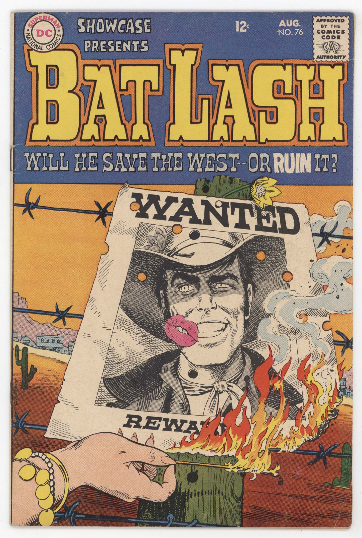 Showcase 76 DC 1968 FN 1st Batlash Cowboy Western Wanted Poster Nick Cardy