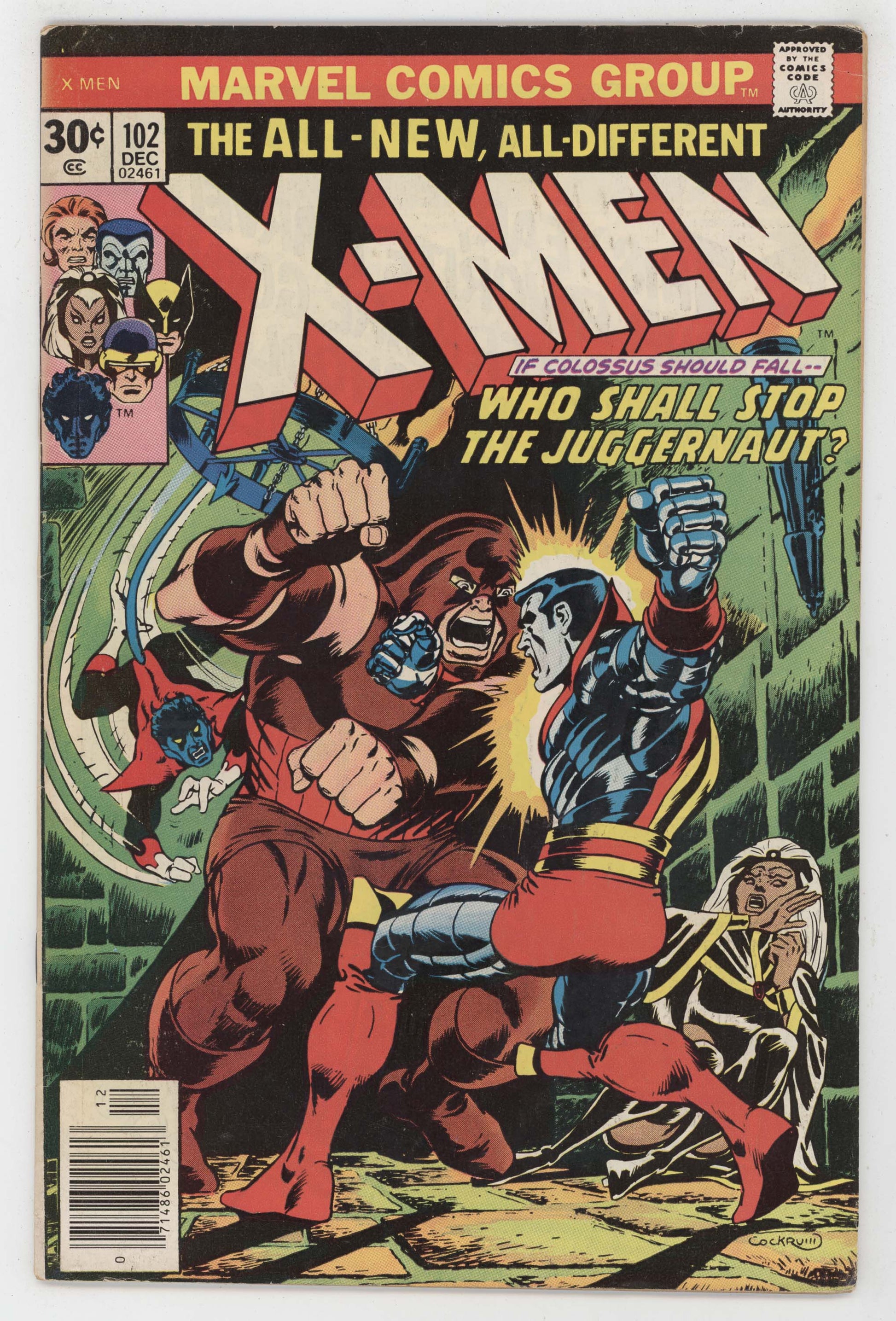 Uncanny X-Men 102 Marvel 1976 FN Wolverine Juggernaut Colossus Storm - Golden Apple Comics