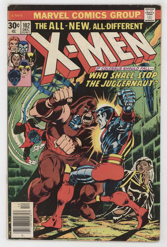 Uncanny X-Men 102 Marvel 1976 FN Wolverine Juggernaut Colossus Storm - Golden Apple Comics