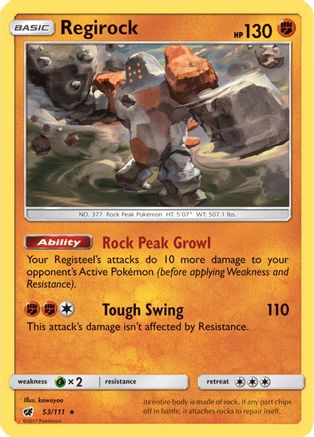 Regirock 053/111 - SM  Crimson Invasion Reverse Holofoil