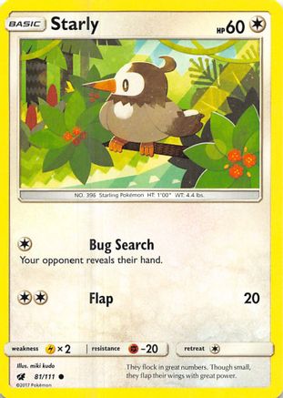 Starly 081/111 - SM  Crimson Invasion Reverse Holofoil