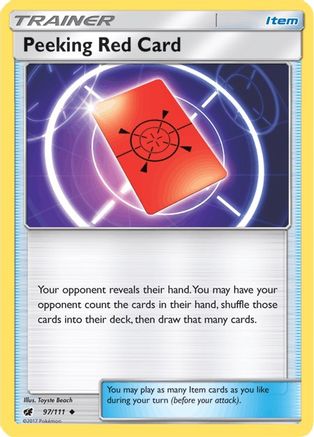 Peeking Red Card 097/111 - SM  Crimson Invasion Reverse Holofoil