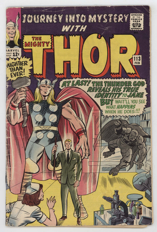 Journey Into Mystery 113 Marvel 1965 VG Mighty Thor Grey Gargoyle Loki Stan Lee
