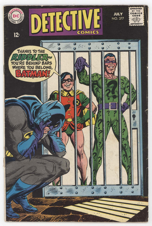 Batman Detective Comics 377 DC 1968 GD VG Irv Novick Riddler Jail Cell Elongated Man