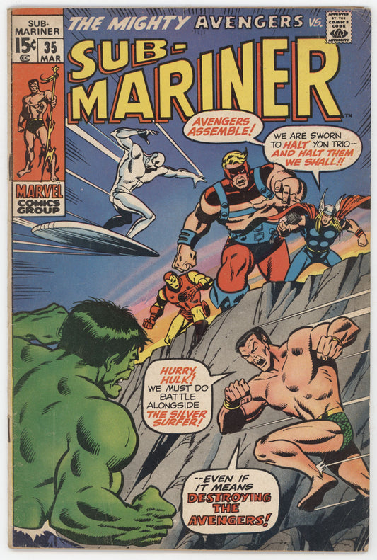 Sub-Mariner 35 Marvel 1971 VG Sal Buscema Roy Thomas 1st Defenders Namor