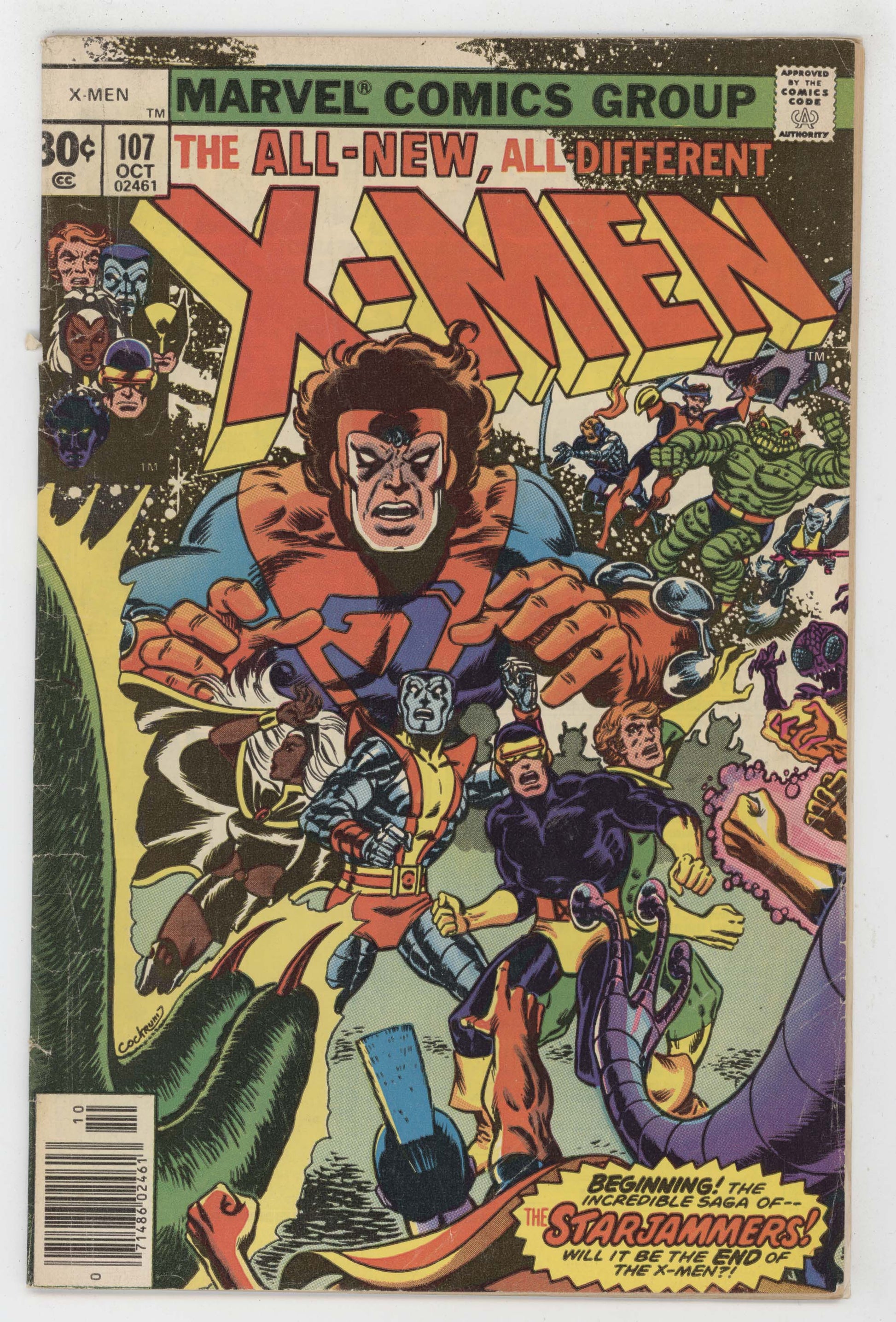 Uncanny X-Men 107 Marvel 1977 FN 1st Starjammers Wolverine Colossus - Golden Apple Comics