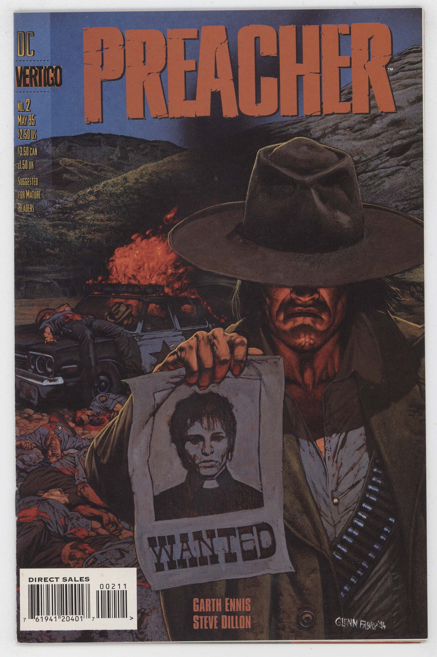 Preacher 2 Vertigo 1995 NM 1st Arseface Saint Of Killers Garth Ennis AMC TV