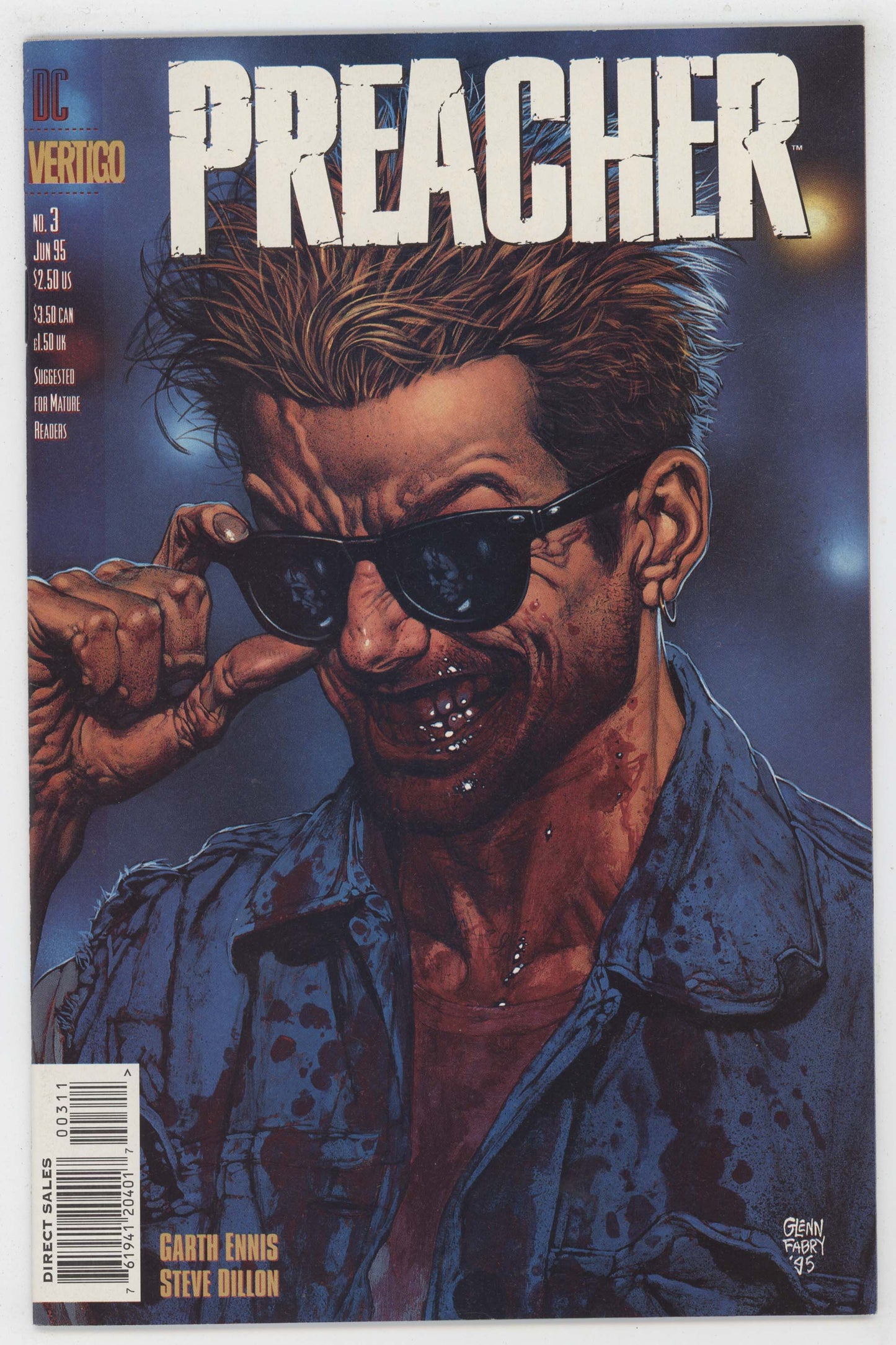 Preacher 3 Vertigo 1995 VF NM Garth Ennis Steve Dillon AMC TV