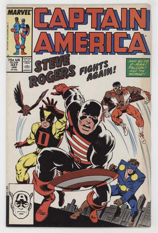 Captain America 337 Marvel 1988 VG FN US Agent Homage Avengers 4 - Golden Apple Comics
