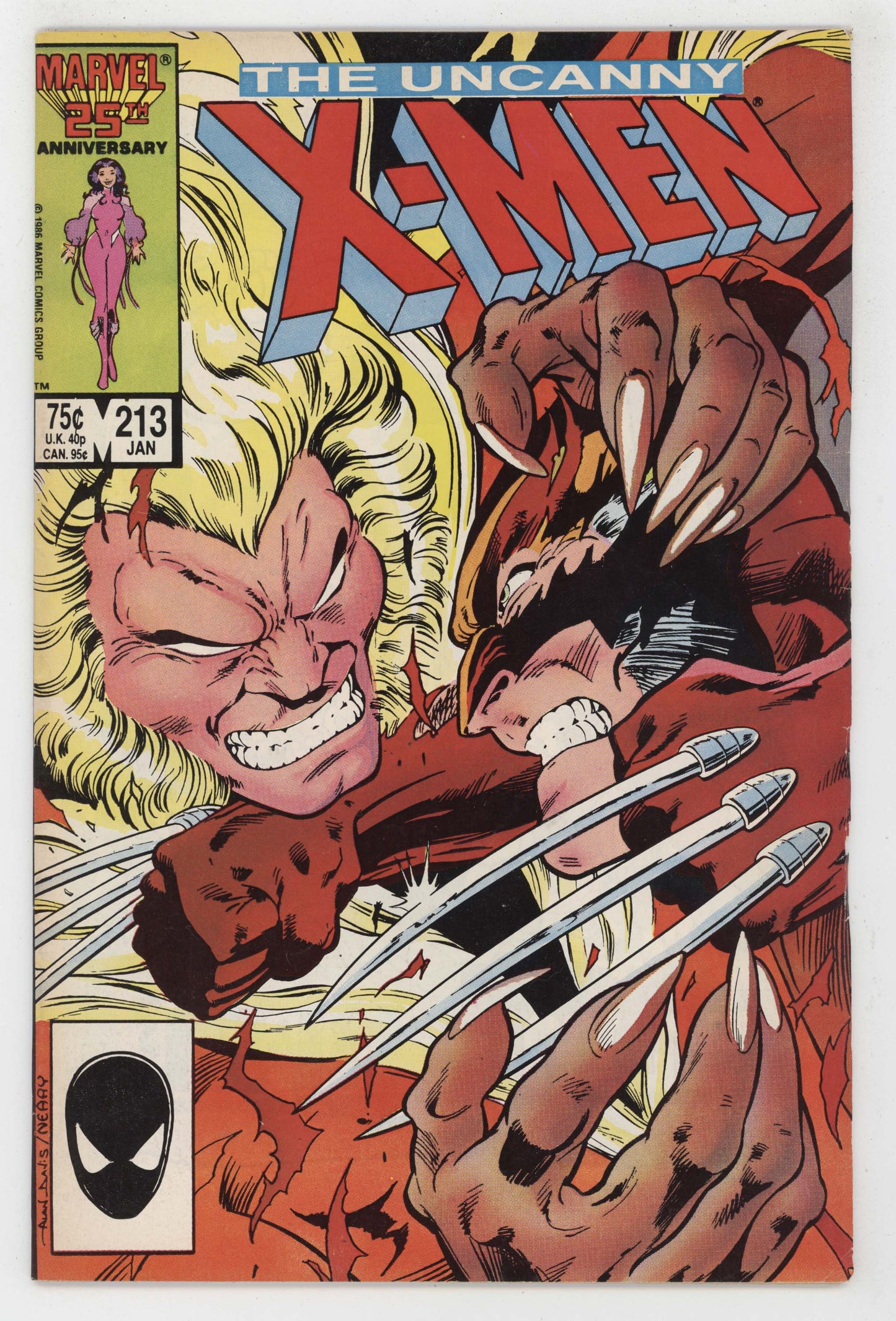 Uncanny X-Men 213 Marvel FN Wolverine Sabretooth 1st Mr. Sinister Psylocke