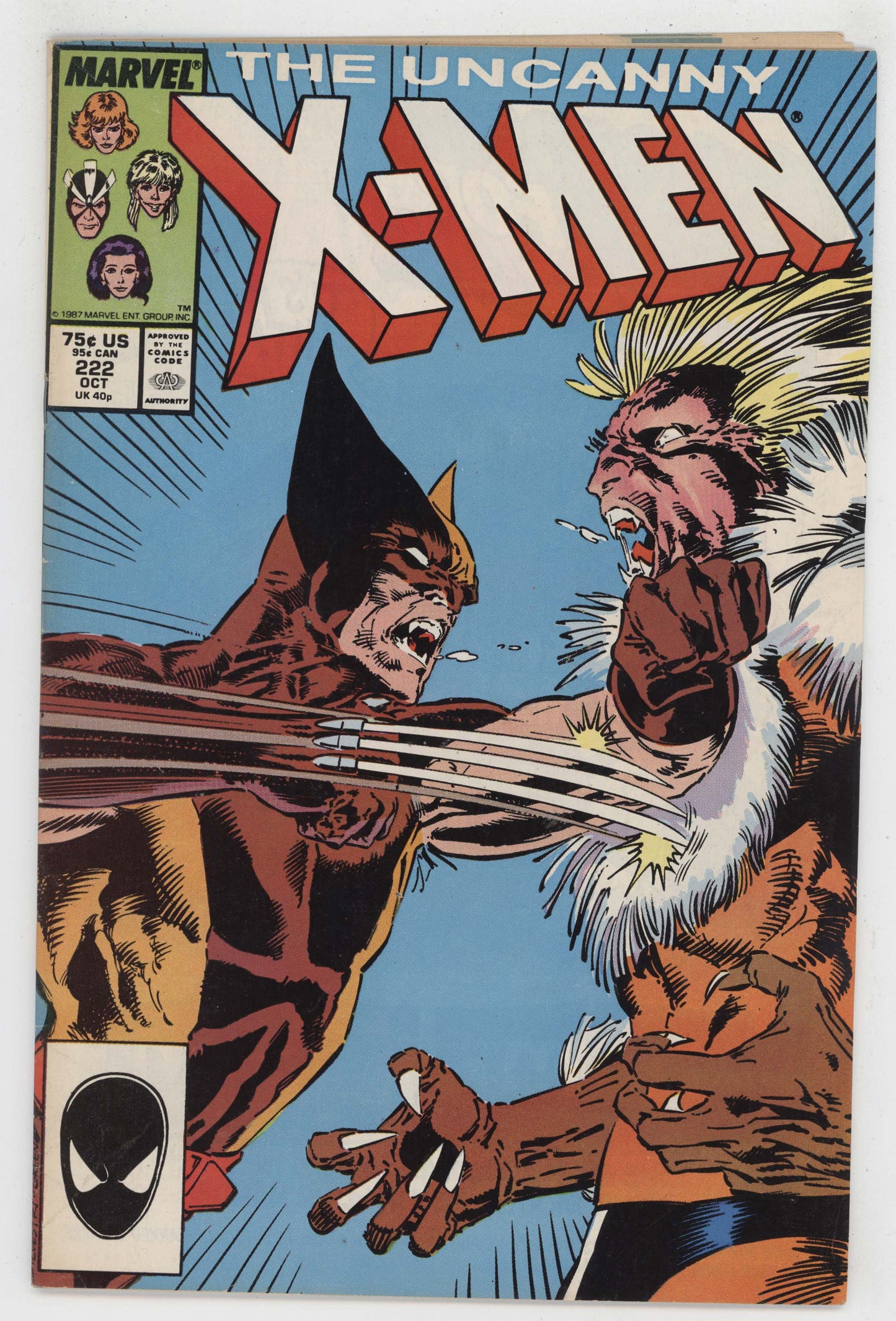 Uncanny X-Men 222 Marvel 1987 VG FN Sabretooth Wolverine