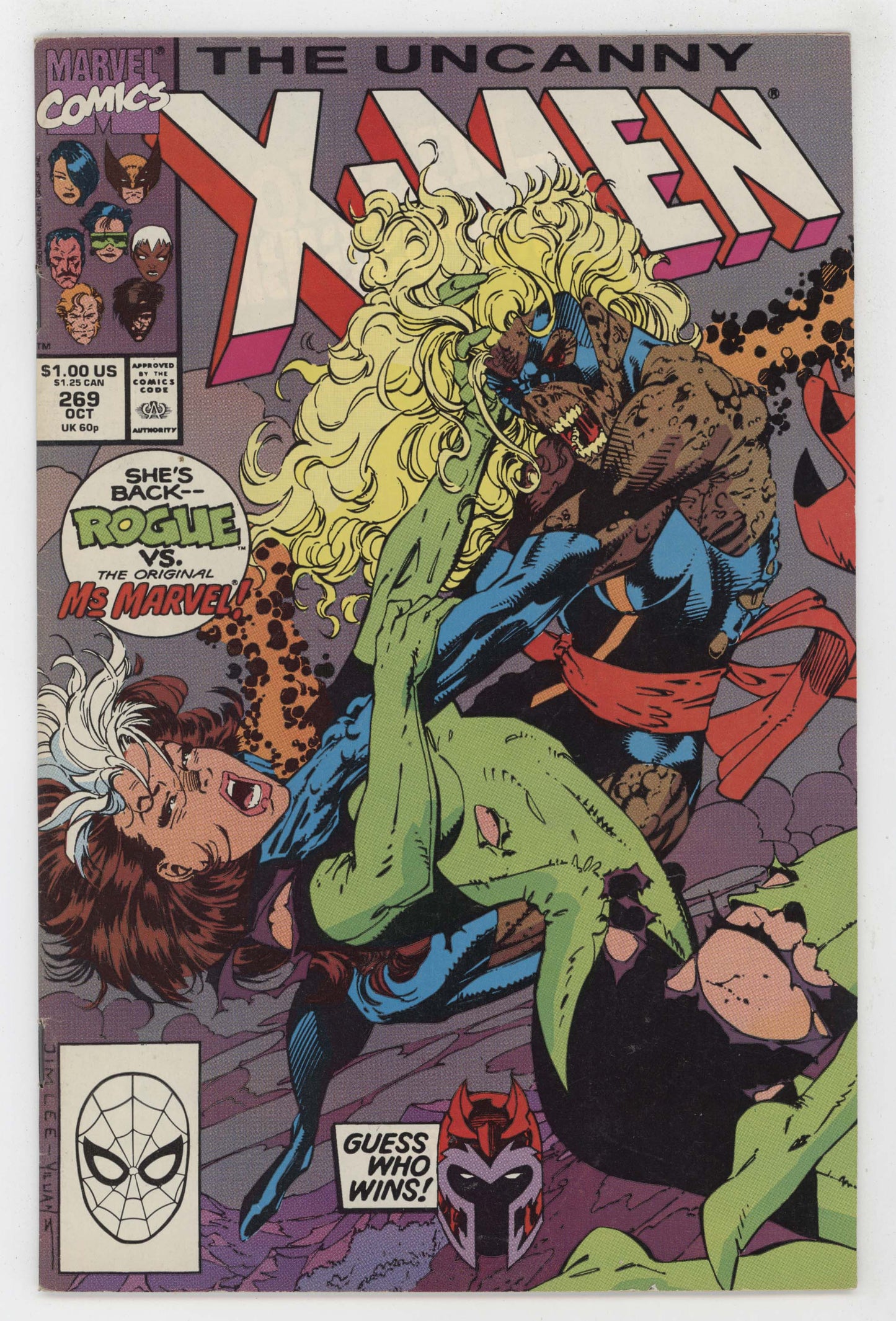 Uncanny X-Men 269 1990 FN Rogue Ms. Marvel Magneto Reavers Jim Lee