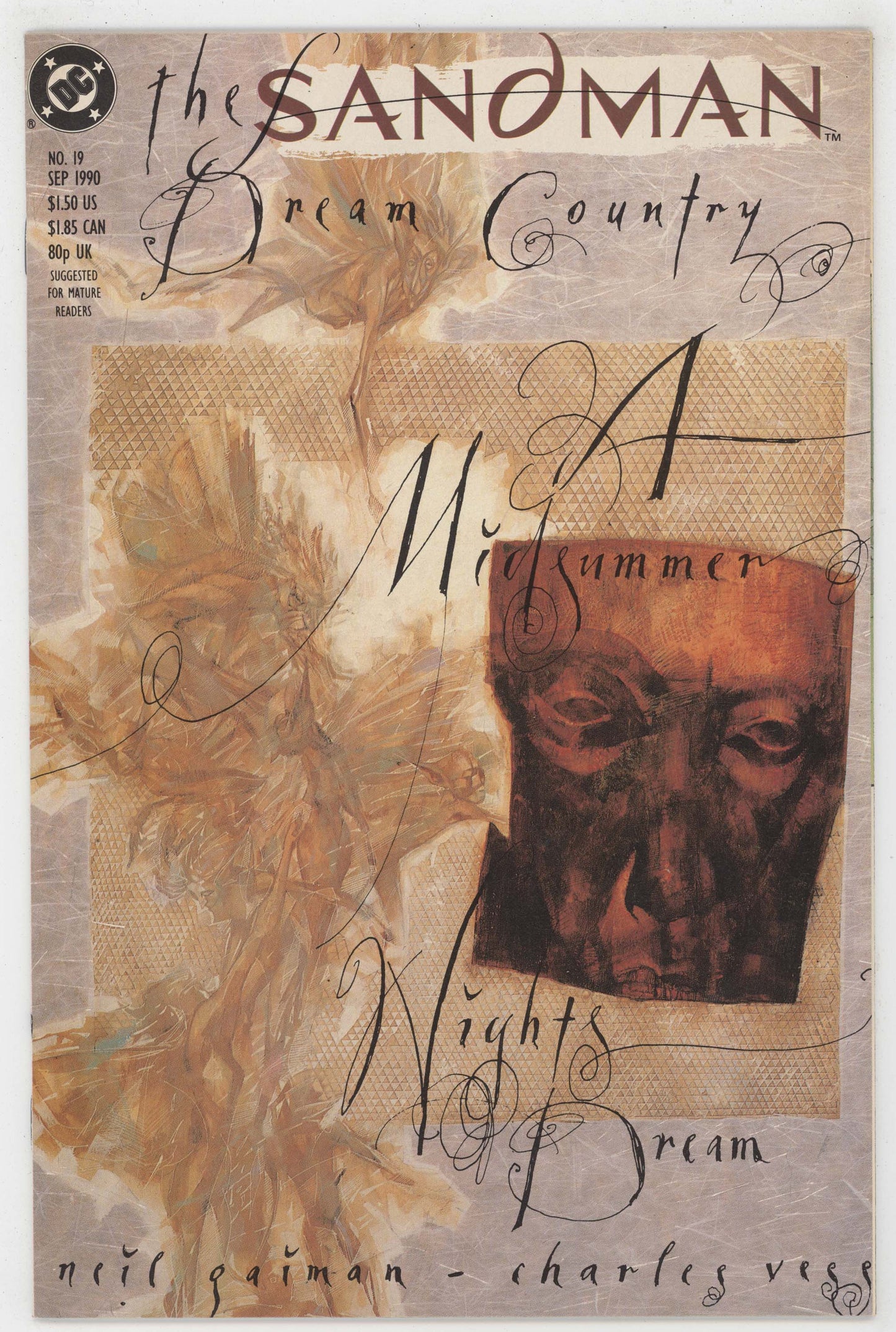 Sandman 19 DC Vertigo 1989 NM Neil Gaiman Dave McKean Error Variant