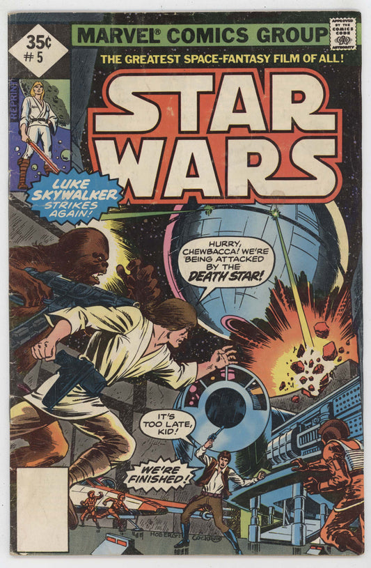 Star Wars 5 Marvel 1977 GD VG Reprint Luke Skywalker Darth Vader Princess Leia