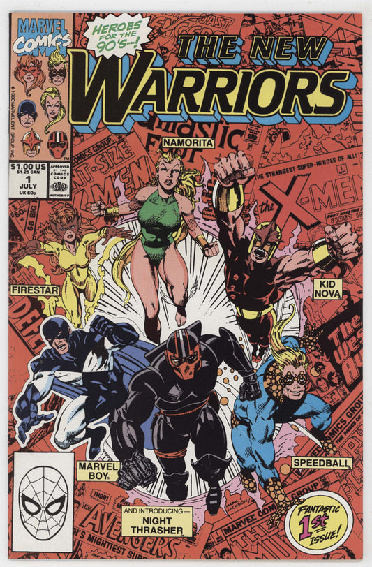 New Warriors 1 Marvel 1990 NM Nova Speedball Night Thrasher Firestar