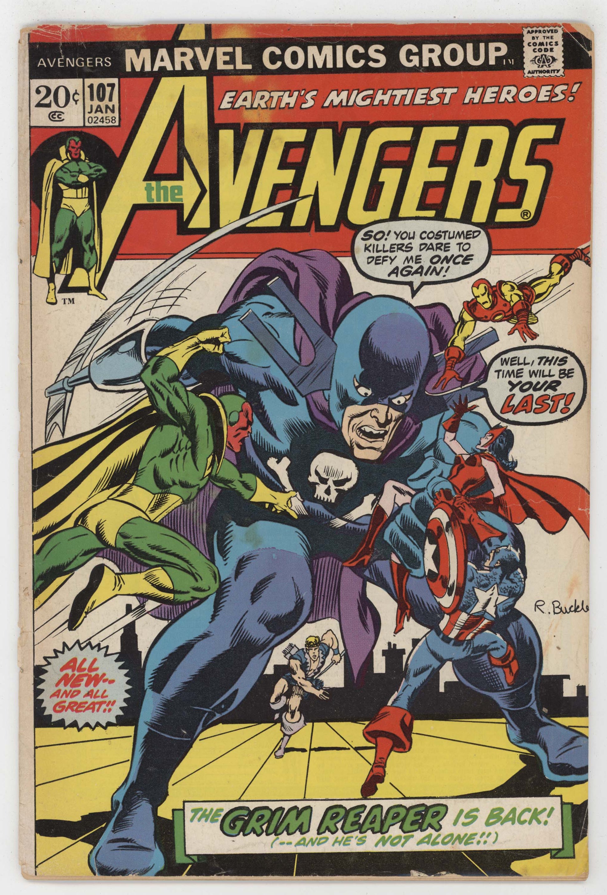Avengers 107 Marvel 1973 GD Captain America Iron Man Scarlet Witch Vision - Golden Apple Comics