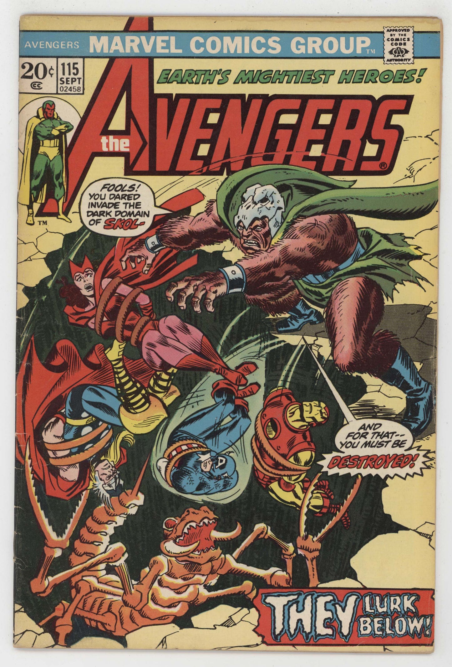 Avengers 115 Marvel 1973 FN Captain America Iron Man Scarlet Witch Vision - Golden Apple Comics