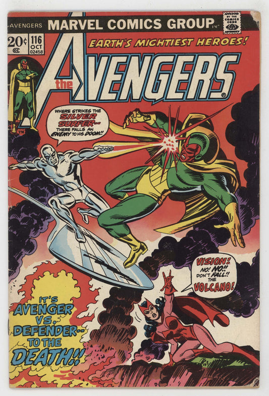 Avengers 116 Marvel 1973 VG Defenders Silver Surfer Scarlet Witch Vision - Golden Apple Comics