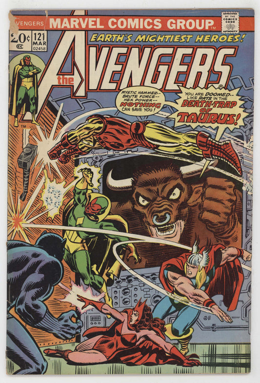 Avengers 121 Marvel 1974 VG 1st Taurus Iron Man Thor Black Panther Vision - Golden Apple Comics