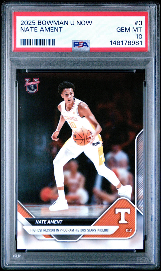 Graded 2025 Topps Bowman U Now Nate Ament #3 Rookie RC Basketball Card PSA 10 Gem Mint