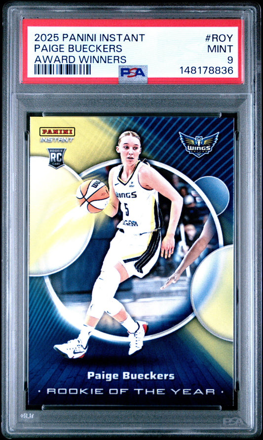 Graded 2025 Panini Instant Paige Bueckers #ROY Rookie RC Basketball Card PSA 9 Mint