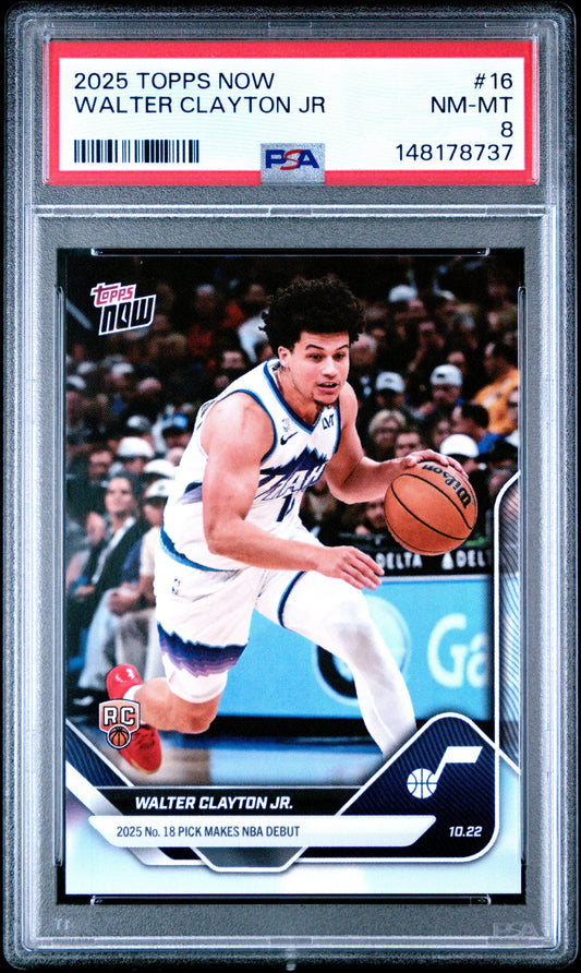 Graded 2025 Topps Now Walter Clayton Jr. #16 Rookie RC Basketball Card PSA 8 Near Mint