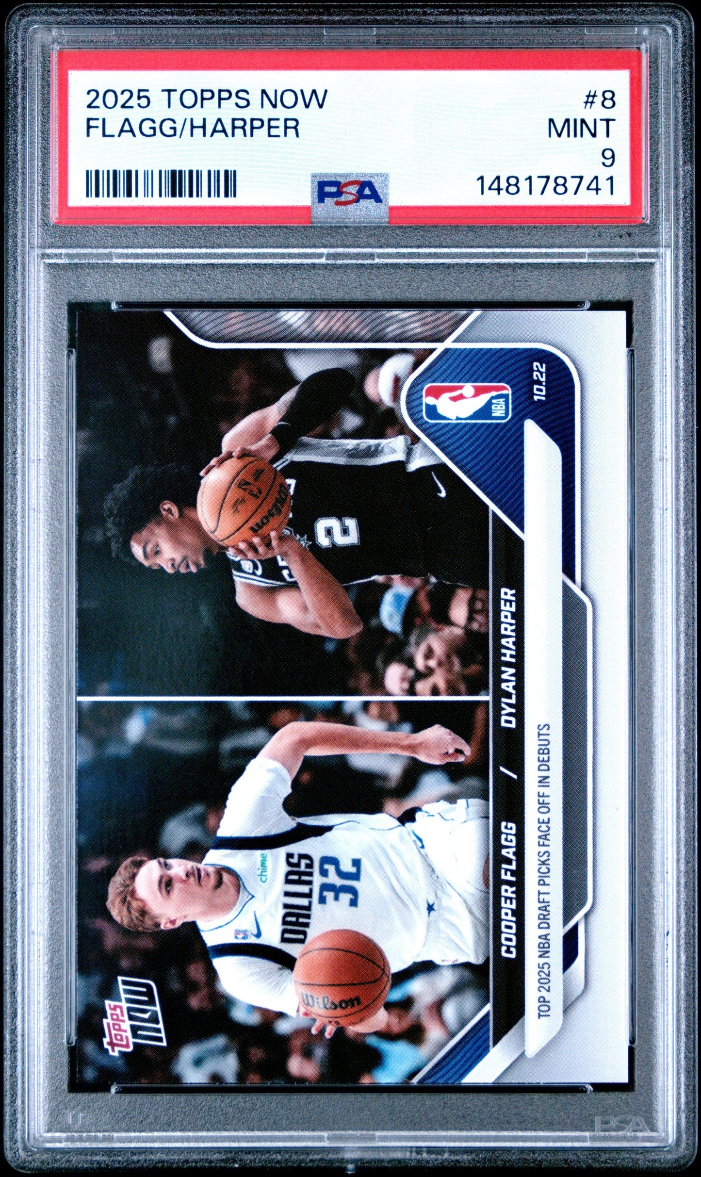 Graded 2025 Topps Now Cooper Flagg/Dylan Harper #8 Rookie RC Basketball Card PSA 9 Mint