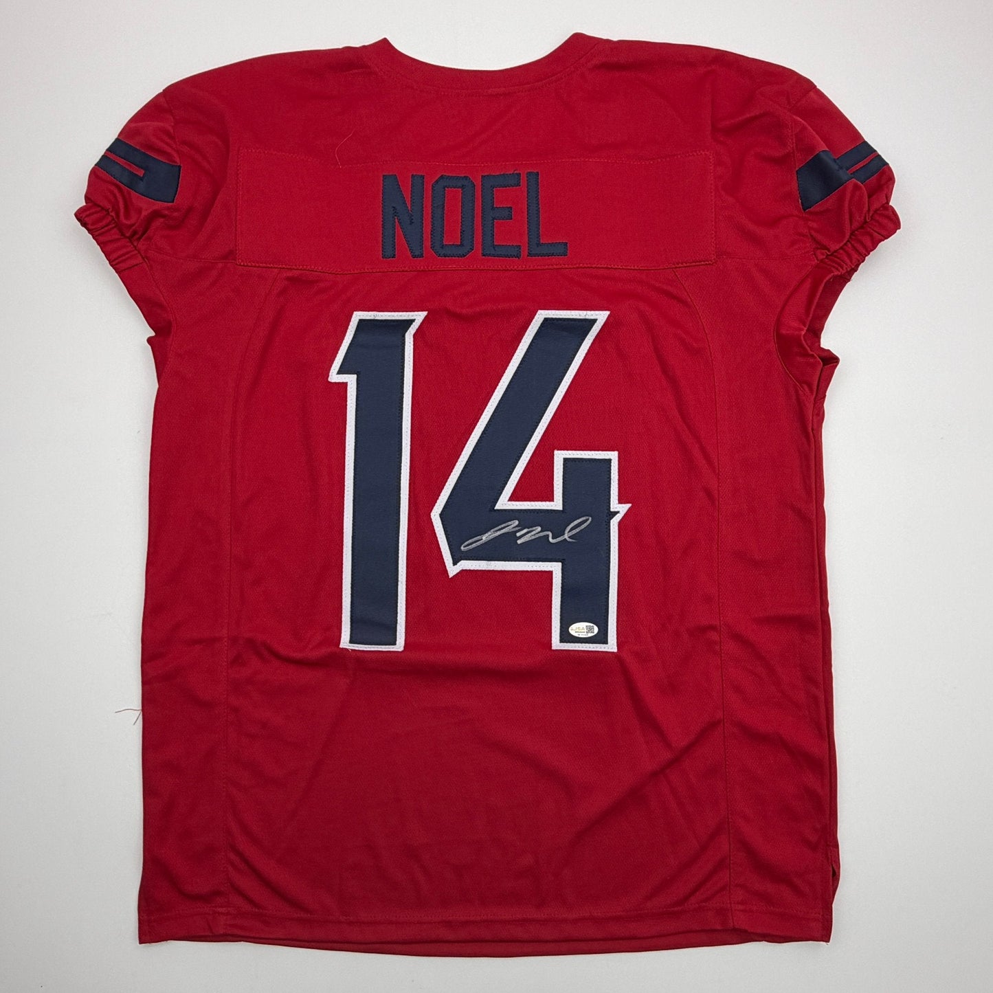 Autographed/Signed Jaylin Noel Houston Red Pro Cut Football Jersey JSA COA