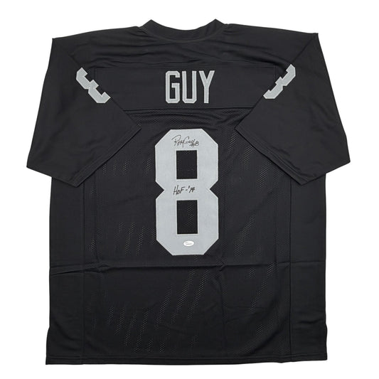 Autographed/Signed Ray Guy HOF 14 Oakland Las Vegas Black Football Jersey JSA COA