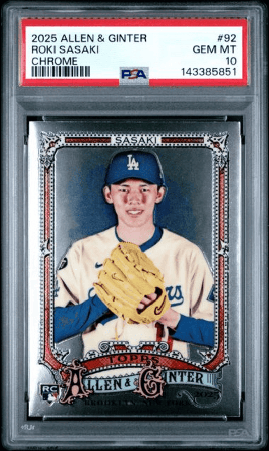 Graded 2025 Topps Allen & Ginter Roki Sasaki #92 Chrome Rookie RC Baseball Card PSA 10 Gem Mint