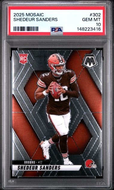 Graded 2025 Panini Mosaic Shedeur Sanders #302 Rookie RC Football Card PSA 10 Gem Mint