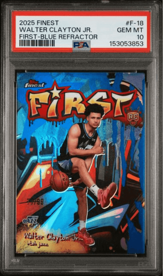Graded 2025 Topps Finest Walter Clayton Jr. #F18 First Blue Refractor /99 Rookie RC Basketball Card PSA 10 Gem Mint