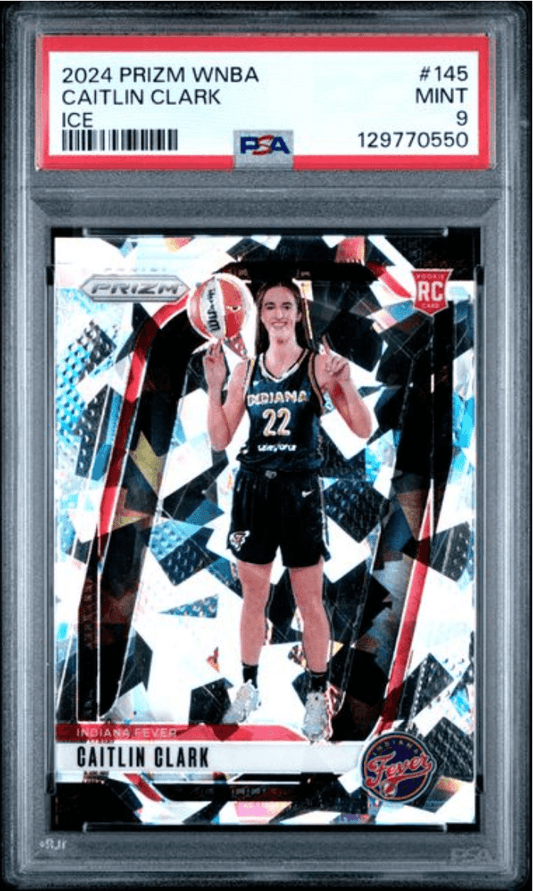 Graded 2024 Panini Prizm WNBA Caitlin Clark #145 Ice Rookie RC Basketball Card PSA 9 Mint