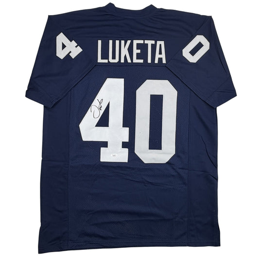 Autographed/Signed Jesse Luketa Penn State Blue College Football Jersey JSA COA