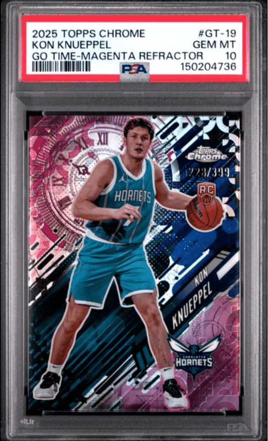 Graded 2025 Topps Chrome Kon Knueppel #GT19 Go Time Magenta Refractor /399 Rookie RC Basketball Card PSA 10 Gem Mint