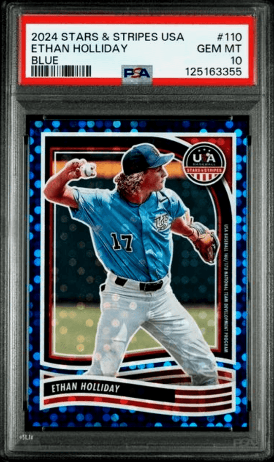 Graded 2024 Panini Stars & Stripes USA Ethan Holliday #110 Blue /149 Rookie RC Baseball Card PSA 10 Gem Mint