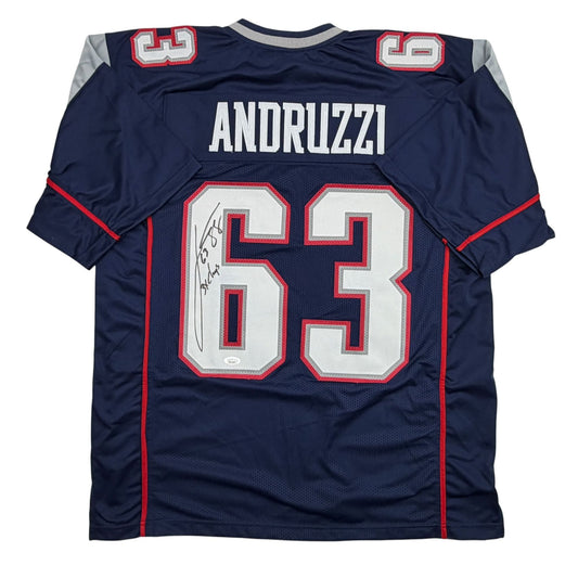 Autographed/Signed Joe Andruzzi New England Navy Blue Football Jersey JSA COA