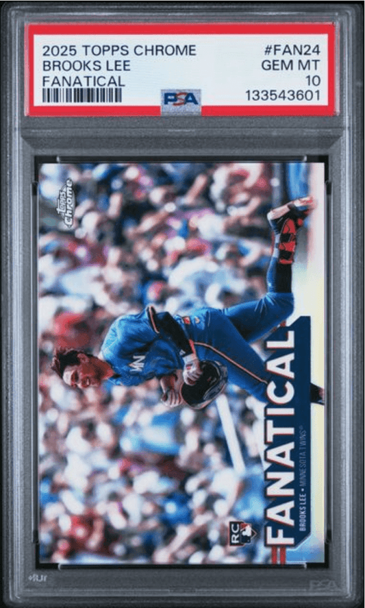 Graded 2025 Topps Chrome Brooks Lee #FAN24 Fanatical Rookie RC Baseball Card PSA 10 Gem Mint