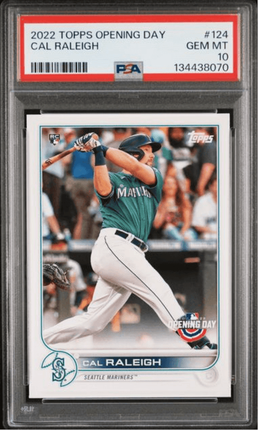 Graded 2022 Topps Opening Day Cal Raleigh #124 Rookie RC Baseball Card PSA 10 Gem Mint