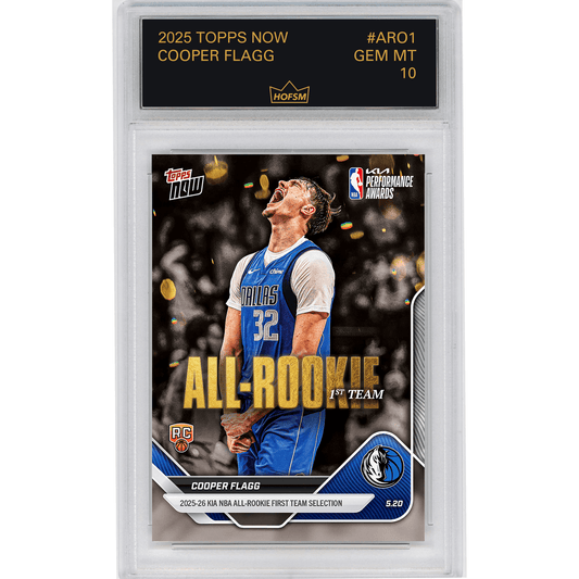 Graded 2025 Topps Now Cooper Flagg #AR01 2025-26 KIA NBA All Rookie First Team Selection Dallas Mavericks Rookie RC Basketball Card HOFSM 10 Gem Mint