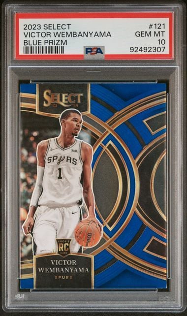 Graded 2023 Panini Select Victor Wembanyama #121 Blue Prizm Rookie RC Basketball Card PSA 10 Gem Mint